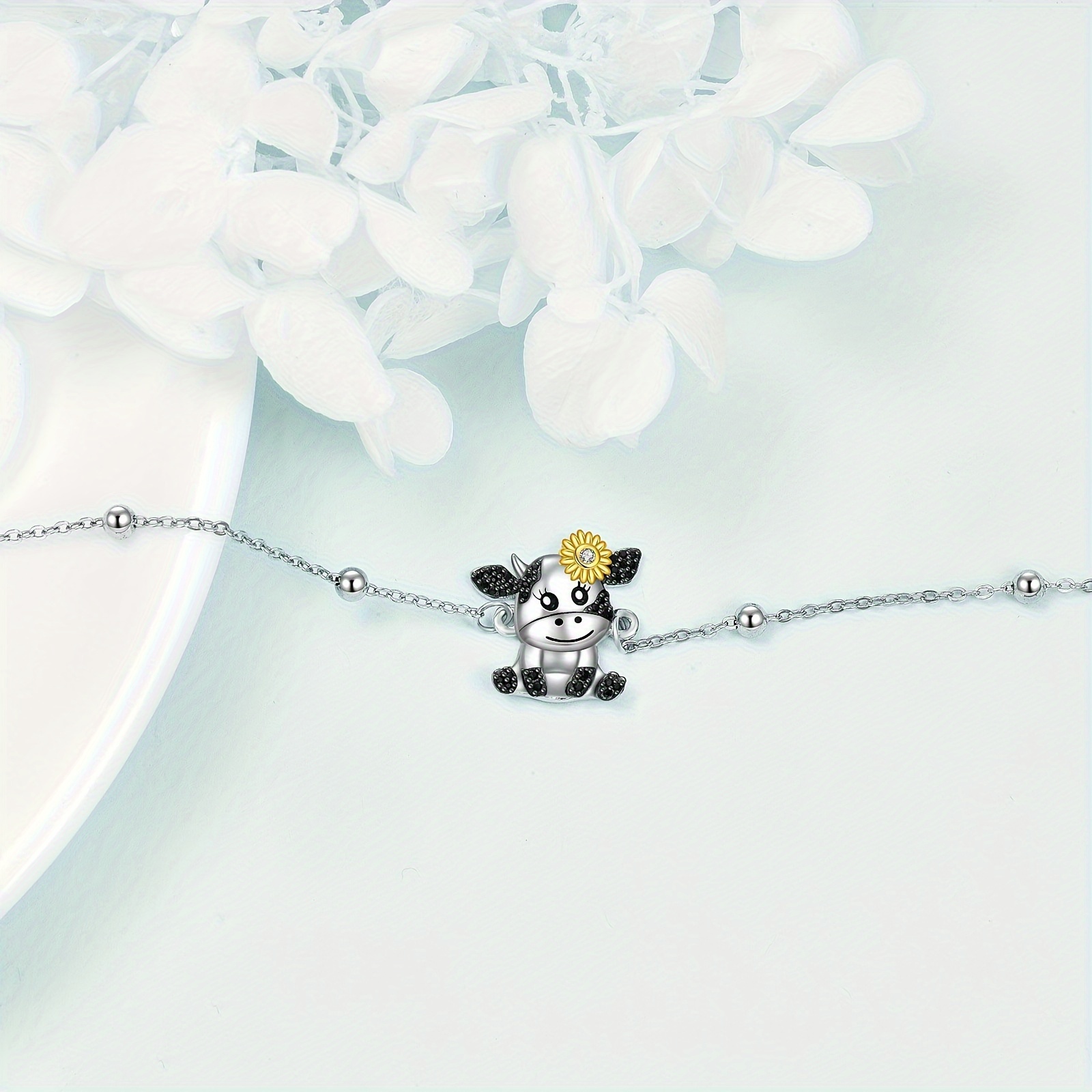 925 Silver Cow Bracelet for Women, Cow Jewelry Gift